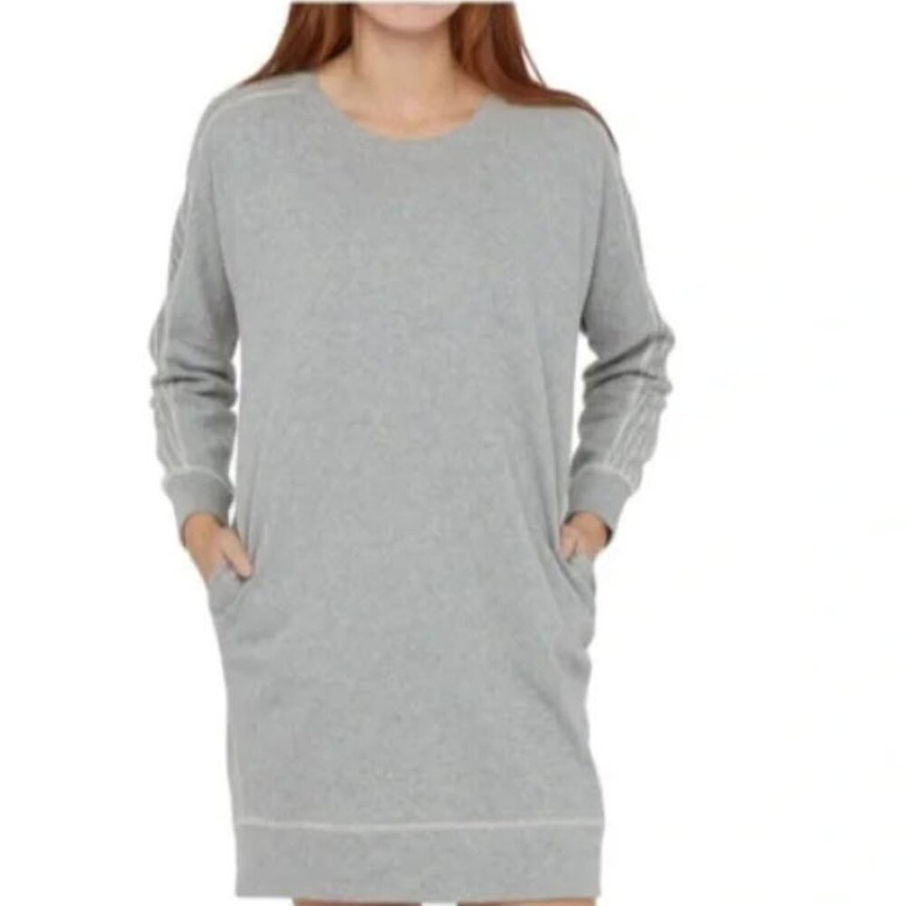 EUC. BILLY REID Grey Mix Terry Stripe Panel Sweatshirt Dress - L